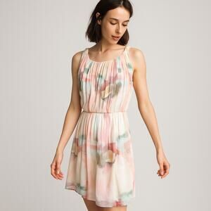 Alice & Olivia Women's 100% Silk Watercolor Pleated Dress sleeveless size Small